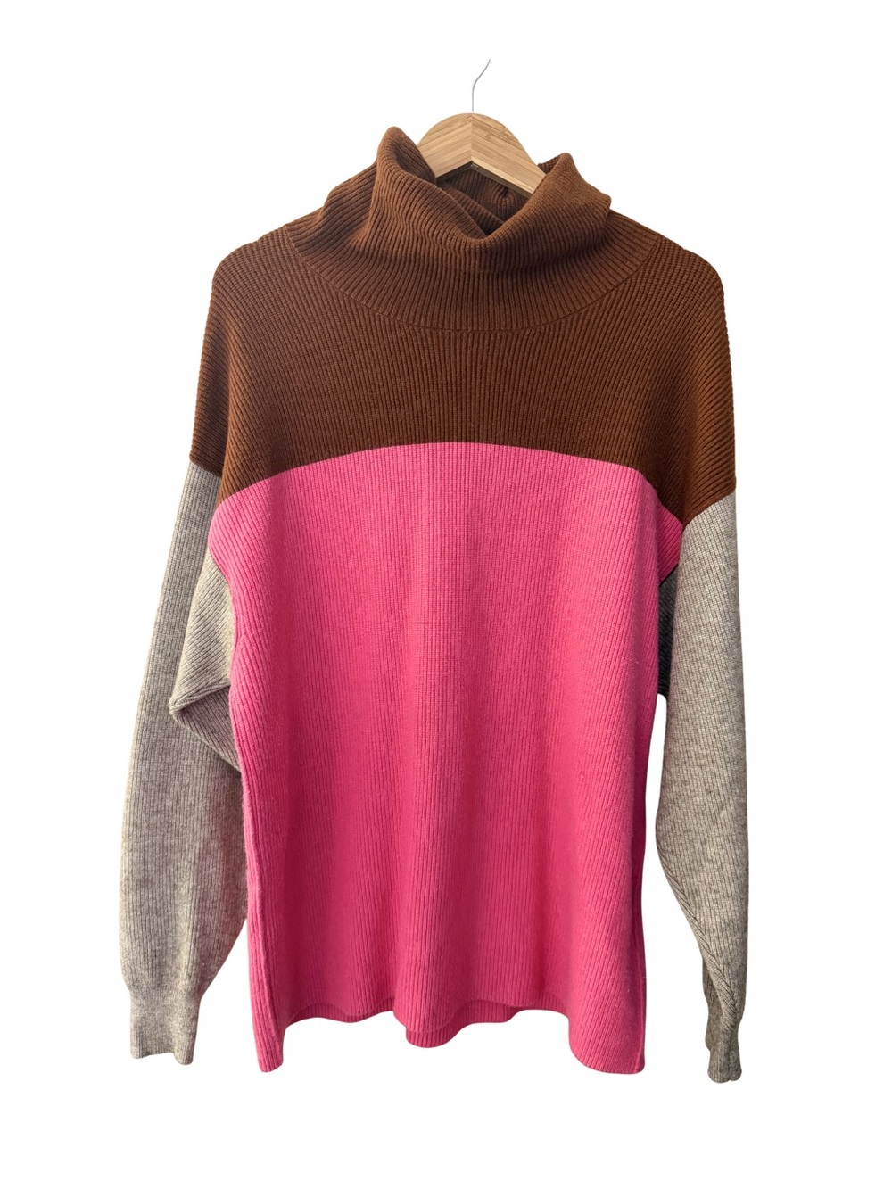FREE PEOPLE Softly Structures Candy Pop Oversized Colorblock Turtleneck Sweater